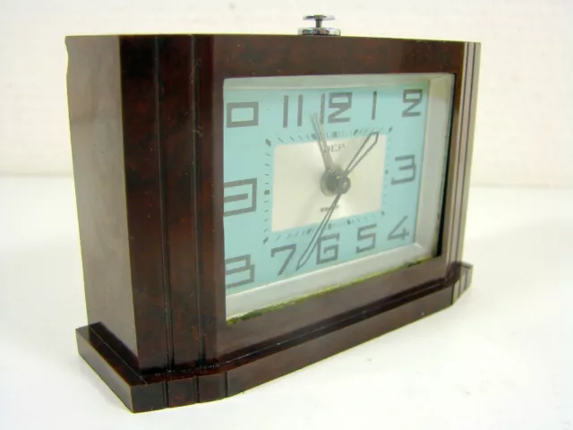 Beautiful French Art Deco Bakelite Alarm Clock from DEP 1930s