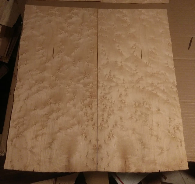 Birdseye maple veneer 19 " x 9" each 2 pieces luthier guitar buckled Birdseye maple veneer 19 " x 9" each 2 pieces luthier guitar buckled