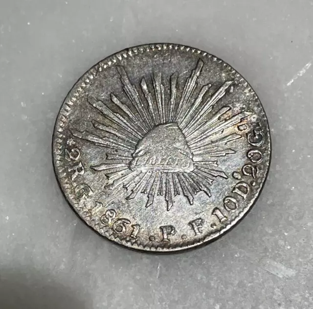 1861-GO PF MEXICO SILVER 2 Reales - Guanajuato Mint