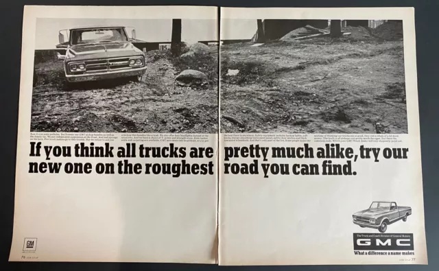 1967 GMC Trucks Much Alike Rough Ride Vintage Print Ad