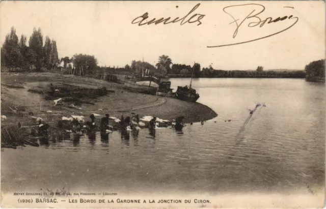 CPA BARSAC-Les Bords de la Garonne a la Jonction du Ciron (28192)