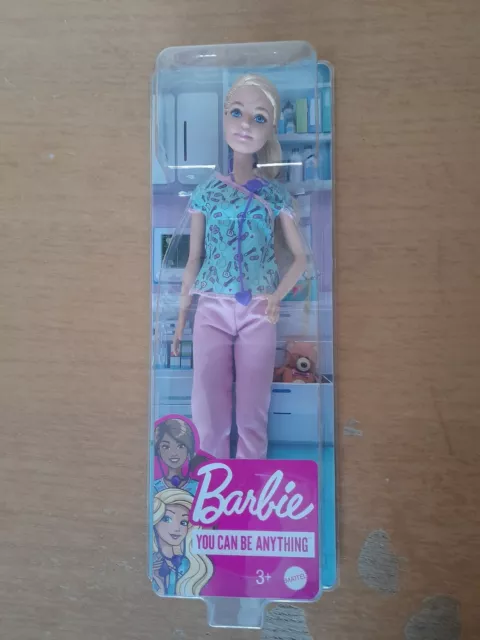 Barbie Nurse Blonde Doll with Scrubs Medical Tool - You can be anything careers