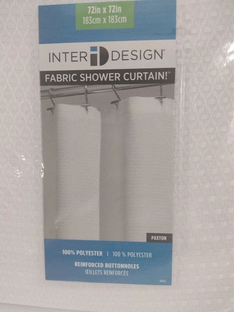 Luxury Hotel Shower Curtain InterDesign Paxton Fabric  - 72 x 72, White