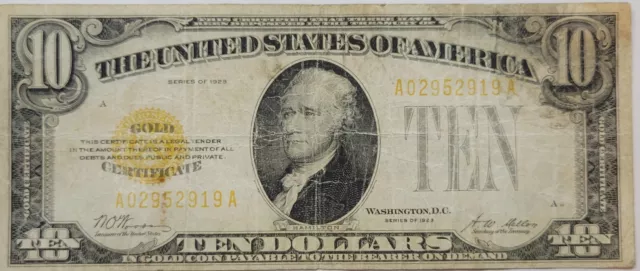 1928 $10 Ten Dollar GOLD CERTIFICATE Small Size Circulated Nice Type *C646