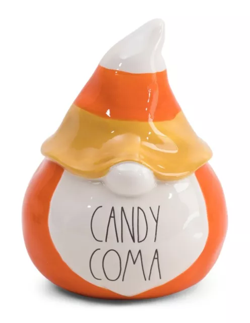 Rae Dunn Orange, Yellow, & White Gnome Shaped Ceramic "Candy Coma"-New