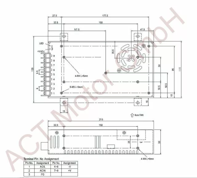 DE Free 1 PC bloc d'alimentation à découpage 350 W 60 V Single Switching Power Supply 5.85A bloc d'alimentation 2