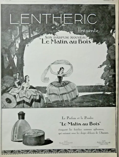 Publicité De Presse 1926 Le Matin Au Bois Parfum Et Poudre Lentheric