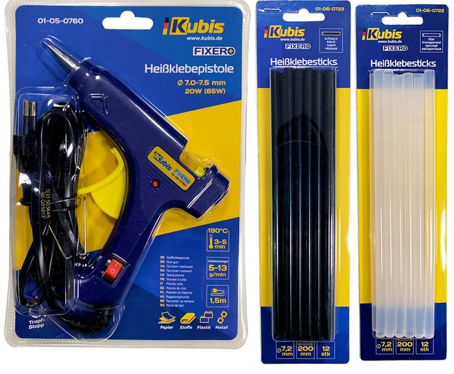 Juego de pistolas adhesivas 20 (65) W + 12 barras adhesivas transparentes 7.2 *200 mm, 12++