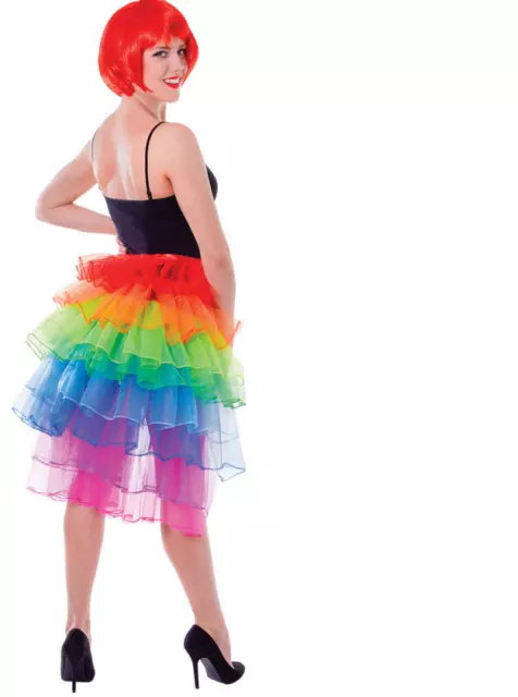 Ladies 8 Layer Rainbow Tutu Bustle Skirt Dance Bustle Burlesque Mardi Gras Prade