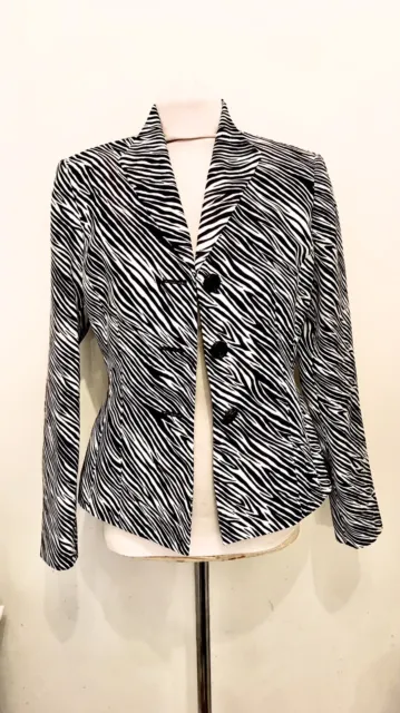 Le Suit - Black & White Stripe Ladies Tailored Jacket Size S