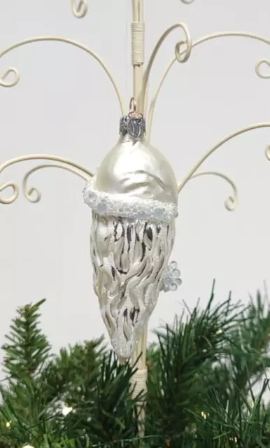 Department 56 Blown Glass Santa Christmas Ornament Icicle Frost White  f3 2