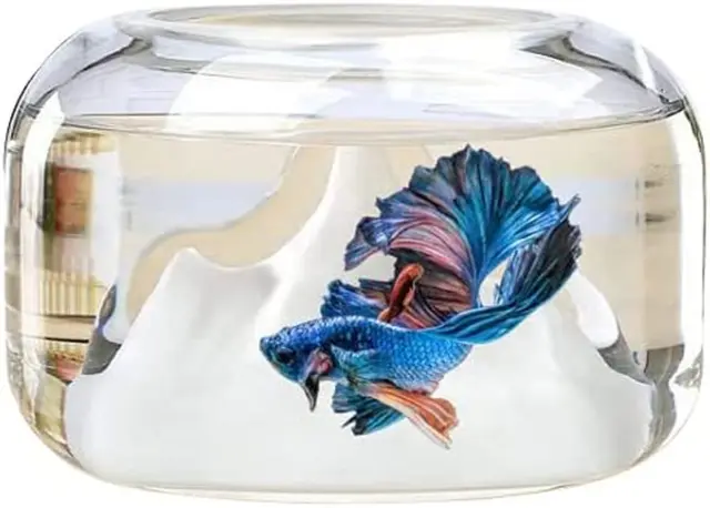 Glass Fishbowl Small Snow Mountain Goldfish Aquarium 5.9" Mini Fish Tank,Cool De