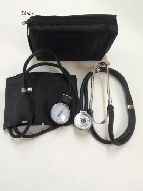 Aneroid Sphygmomanometer Stethoscope Kit Manual Blood Pressure BP Cuff 3 Colors