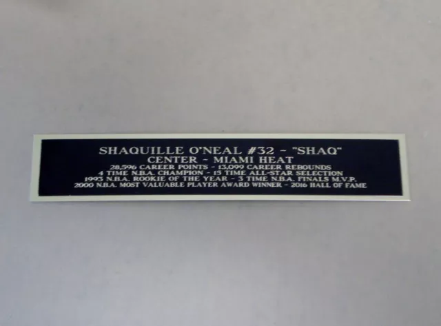 Shaquille O'Neal Heat Nameplate For A Basketball Jersey Case Or Photo 1.5 X 8