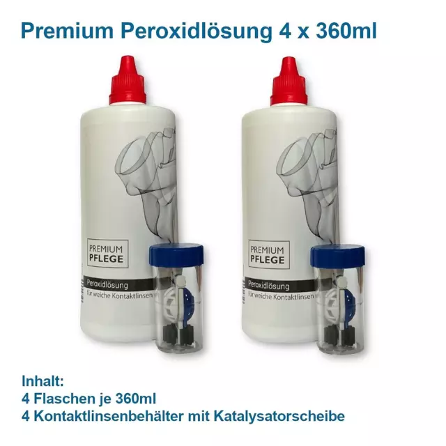 4 x Premium Peroxid Pflege 360ml + 4 Behälter mit Katalysatorscheibe