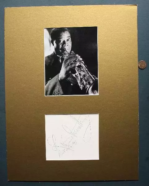 Jazz Great Louis Armstrong matted signed Greenwood Indiana autograph & photo----