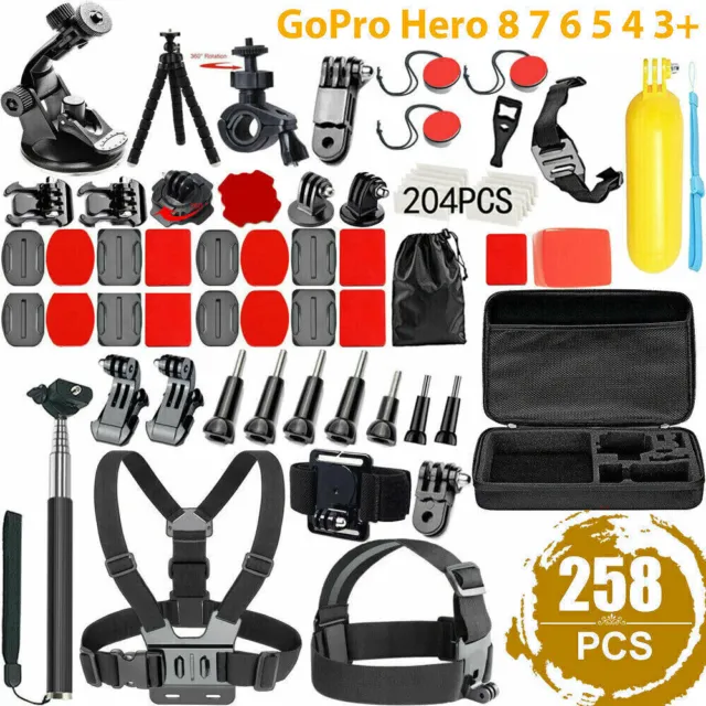 GoPro Hero 258pcs Accessories Pack Case Chest Head Floating Monopod 7 6 5 4 3 AU