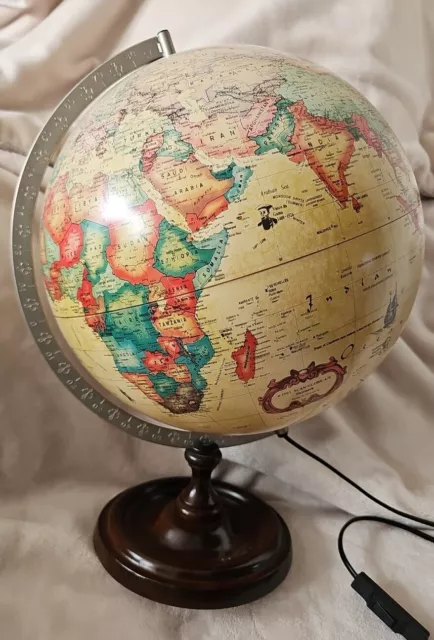 Vintage 1992 SCAN-GLOBE A/S Denmark 12” World Discoverer Illuminated Globe