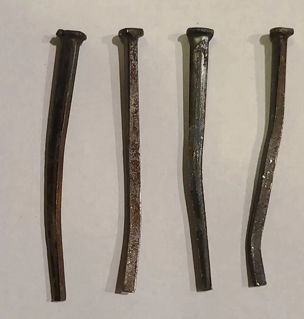 Antique Late 1800's Square 3" Nails Lot of 4