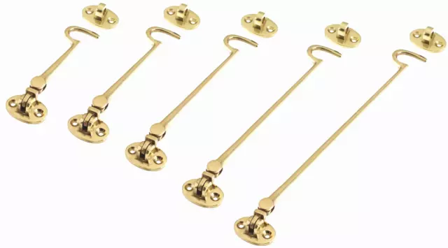 Solid Polished Brass Heavy Duty Silent CABIN HOOK and Eye - 3" 4" 6" 8" 10" 12"