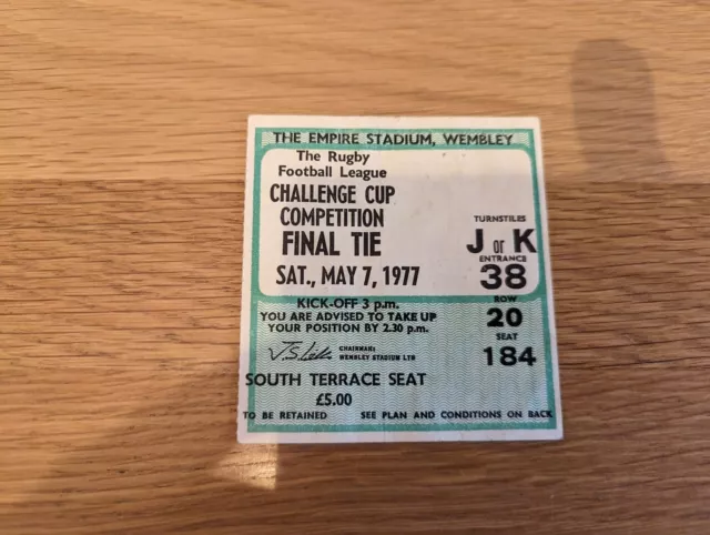 1977 Leeds v Widnes - Challenge Cup final Match Ticket