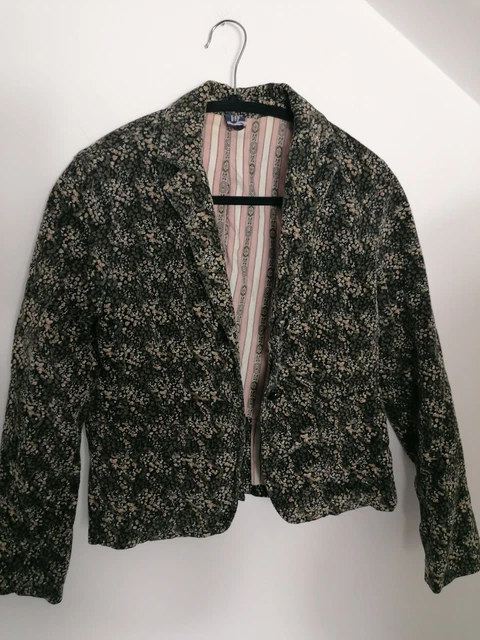Gap blazer size small greens Black floral spring summer vintage vibe corduroy