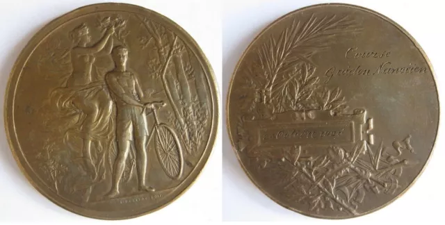 Médaille Course de Guidon Nancéien 1920 NANCY  cyclisme vélo Nu par Desaide