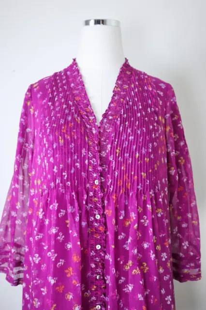 Diane Von Furstenberg Size 6 Layla Silk Tunic Dress Fuchsia Pink Floral Print 3