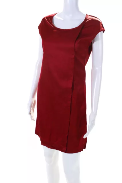 MM6 Maison Margiela Womens Cap Sleeve Satin Snap Wrap Sheath Dress Red Size 6 2