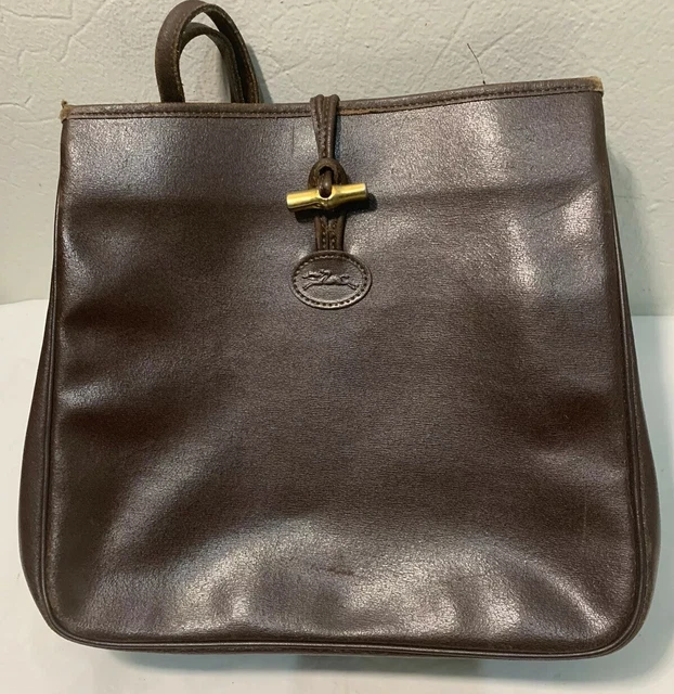 Longchamp Roseau Black Leather Tote Shoulder Handbag Purse