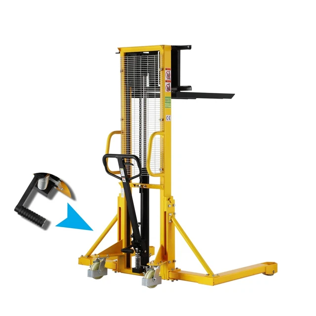 Manual Pallet Straddle Stacker with Adjustable Fork 1100lb 63" Walkie Stacker