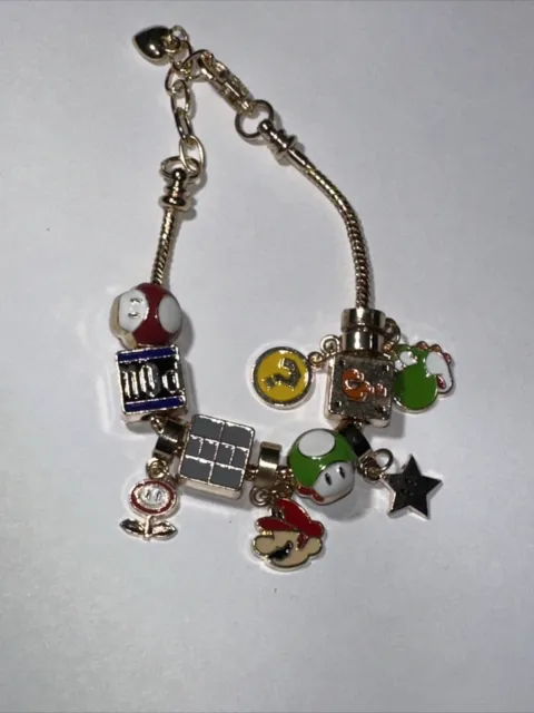 Pulsera dijes colección amistad brazalete tono dorado de la amistad de Super Mario Bros