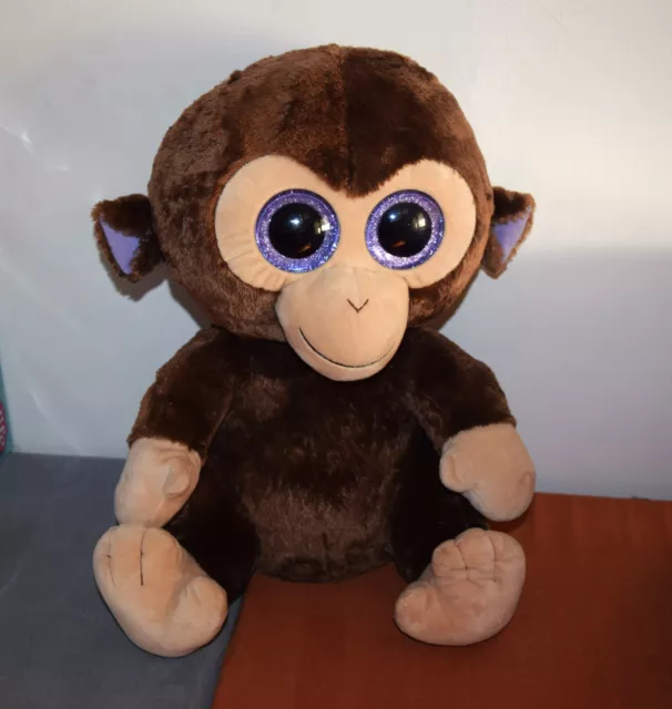 Ty Beanie Boos Stuffed Plush Big Jumbo Large 16" Monkey Purple glitter eyes