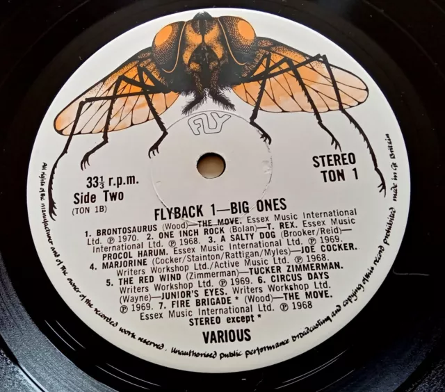 FLYBACK 1 BIG ONES UK 71 LP FLY T.Rex, Juniors Eyes, Tucker Zimmerman RARE COMP! 3