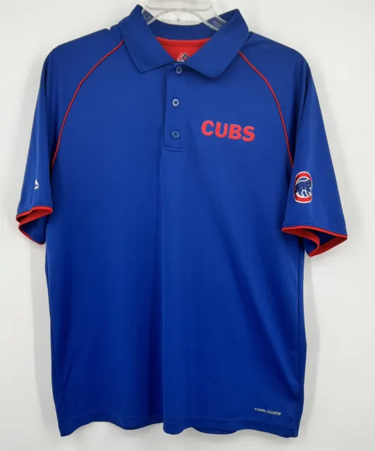 Majestic Chicago Cubs Polo Shirt Short Sleeve Cool Base Cubs Logo Size L  MLB