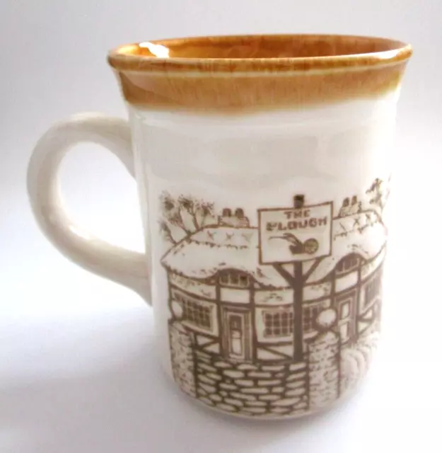 Biltons English Village Scene Coffee/Tea Mug/Cup-The Plough/Black Swan - England