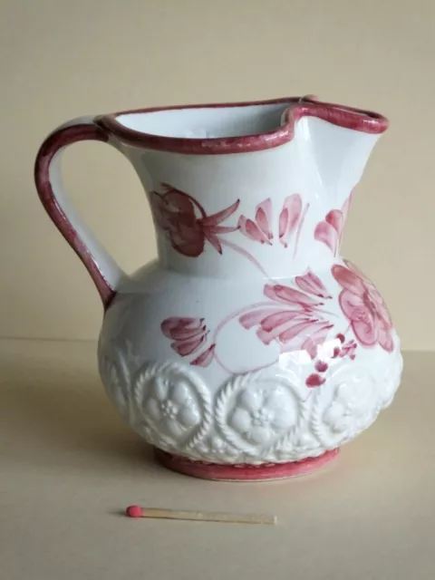 alter kleiner Krug mit Blumen Muster Italy 01390 / 11 Vase Karaffe