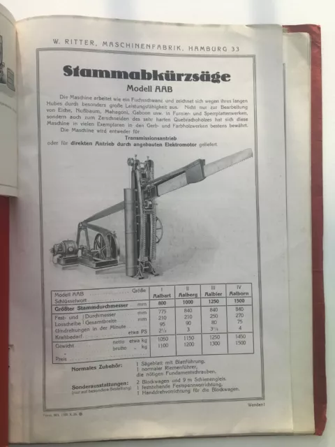 Woodworking machine. Advertising catalogue. 50 pages, 1926
