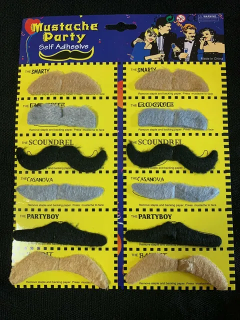Forum Novelties Self-Adhesive Moustache Party Funny Theme (12 Styles) - CHEAPEST