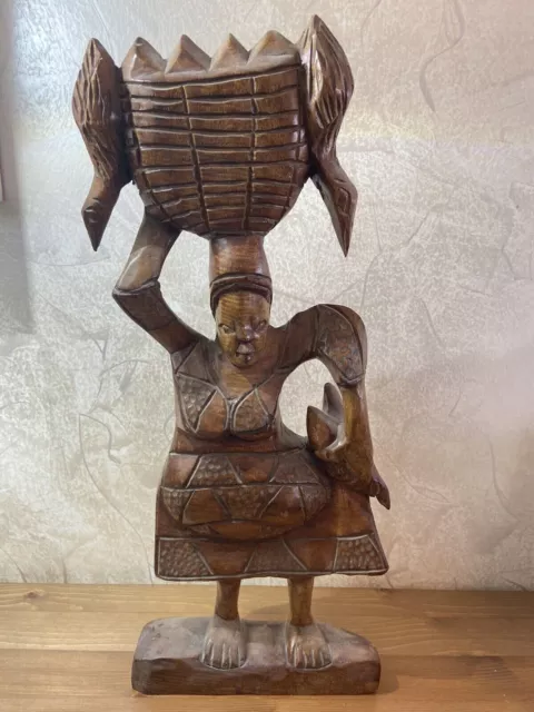 Amazing African Carved Wooden Statue Masterpiece Work Unusual