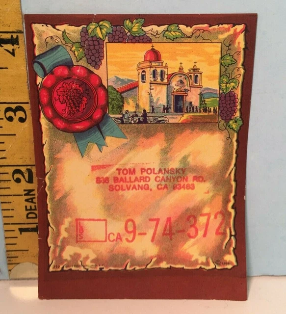 Vintage Tom Polansky Solvang Ca. Liquor Blank Label