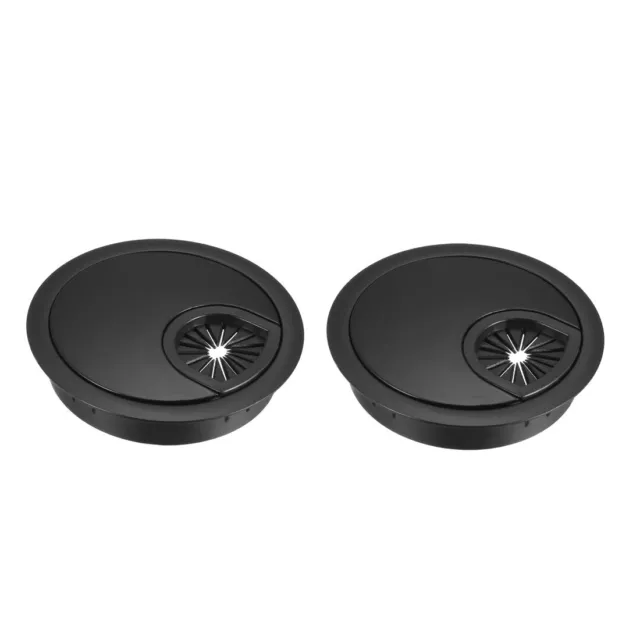 Cable Hole Cover, 2-3/8" Zinc Alloy Desk Grommet for Wire Organizer, 2pcs(Black)