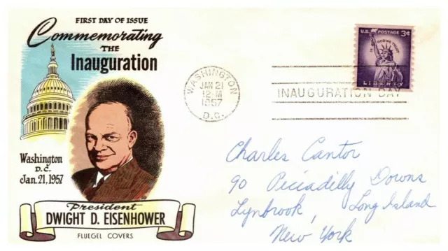 Jan 21 1957 FDC Fluegel Washington D.C. President Eisenhower Inauguration 3 cent