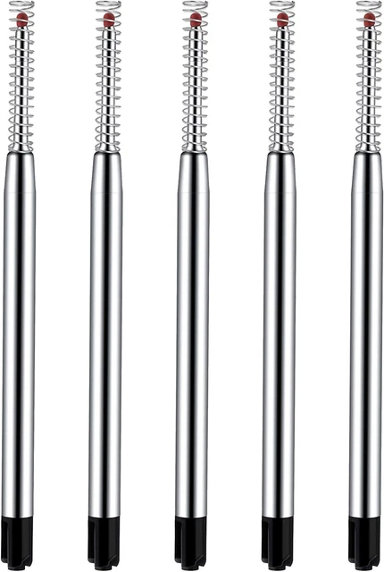 Zonon 5 Pieces Replaceable Metal Ballpoint Pen Refills With Spring Smooth Pen 1