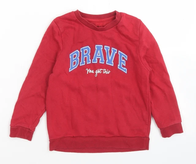 Felpa pullover in cotone rosso Primark per ragazzi taglia 4-5 anni - Coraggiosa