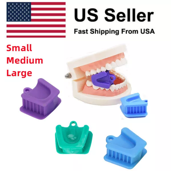 Dental Mouth Prop Bite Blocks Opener Cheek Retractor Silicone Rubber S/M/L Size