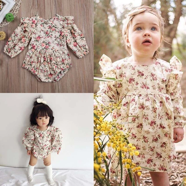 Newborn Infant Kid Baby Girl Floral Romper Jumpsuit Playsuit Bodysuit Outfit VTP