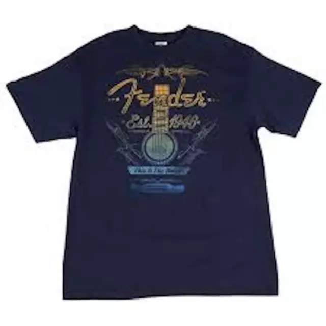 Fender Folk Acoustic Navy T-shirt Medium