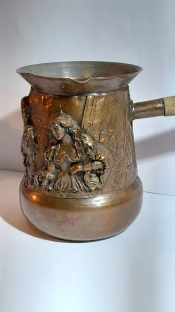 Antique Soviet Tsar's Coffee Pot 1891 Chasing Cast Copper Plated Silver Calcium