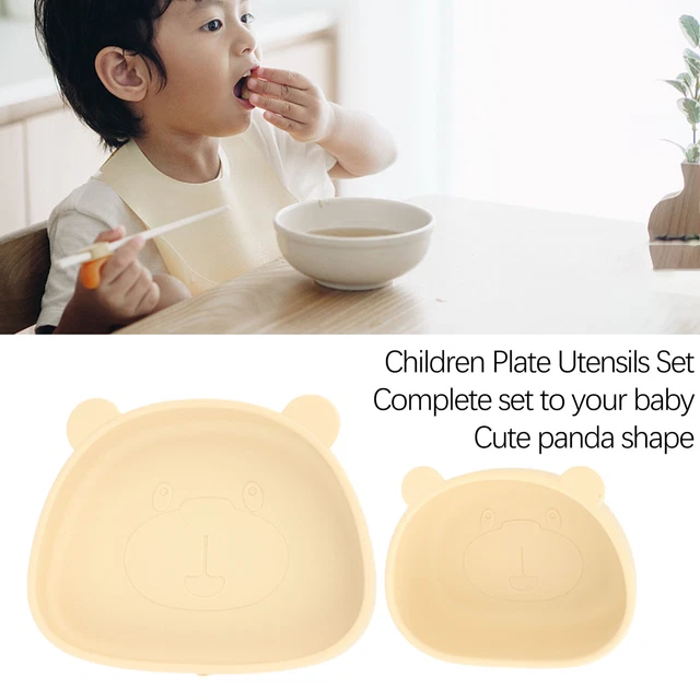 Plato de silicona para bebé dibujos animados 3 piezas plato infantil con succión para niños